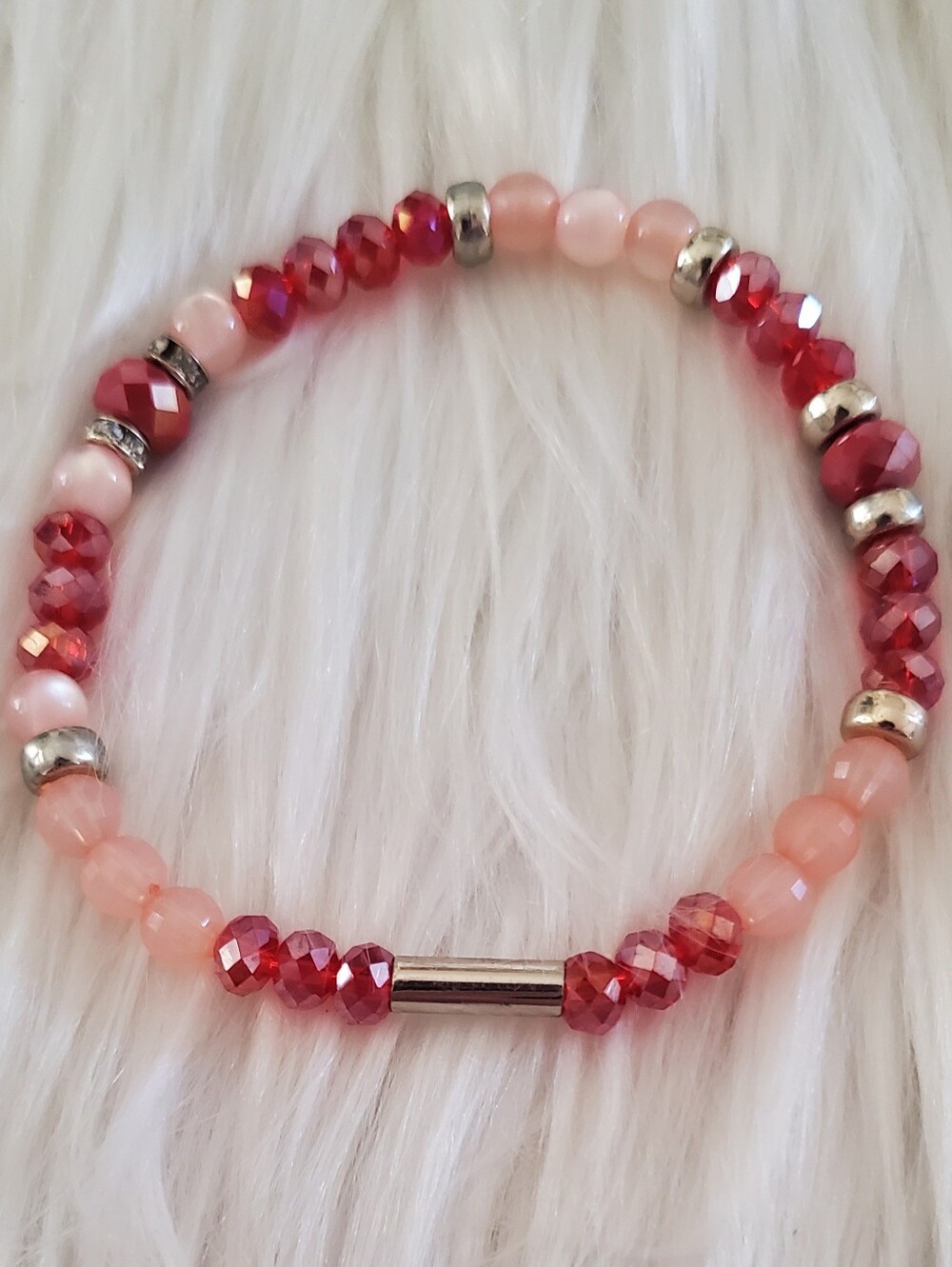 WHBM Pink, Berry Beaded Tassel Necklace & Stretch Bracelet Set | Crystal Accents - Picture 10 of 10